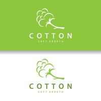 Cotton Logo, Soft and Smooth Cotton Plant Design for Business Brands with Simple Lines And Stem vector