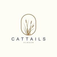 Creek and Cattail River Logo, Simple Minimalist Grass Design for Business Brand vector