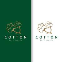 Cotton Logo, Soft and Smooth Cotton Plant Design for Business Brands with Simple Lines And Stem vector