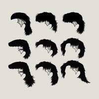 Bundle mullet hair for graphic resources. Vector eps 10