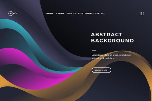 3D Black Colorful Abstract Background with minimal, gently curving waves in a simple and elegant style. It would make a great landing page, website, app, or UI, UX. vector