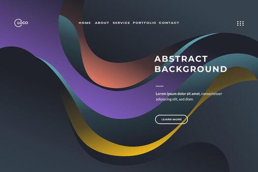 3D Black Colorful Abstract Background with minimal, gently curving waves in a simple and elegant style. It would make a great landing page, website, app, or UI, UX. vector