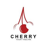 Cherry Fruit logo, Red Colored plant vector illustration, Fruit Shop Design, Company, Sticker, Product Brand