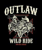 Outlaw wild ride vintage vector t-shirt design