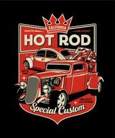 California Hot Rod. Vintage Vehicle Vector Style.