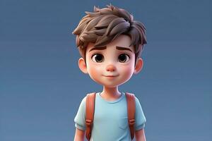 front view of an animated boy standing wearing tshirt character design photo