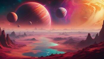 An awe-inspiring creation, this concept art showcases a mesmerizing analog-inspired artificial planet. photo