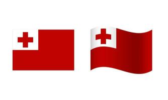 rectángulo y ola tonga bandera ilustración vector