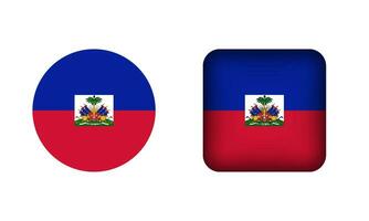 Flat Square and Circle Haiti National Flag Icons vector