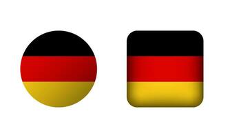 Flat Square and Circle Germany National Flag Icons vector