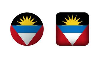 Flat Square and Circle Antigua and Barbuda Flag Icons vector