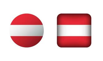 Flat Square and Circle Austria Flag Icons vector