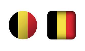 Flat Square and Circle Belgium Flag Icons vector