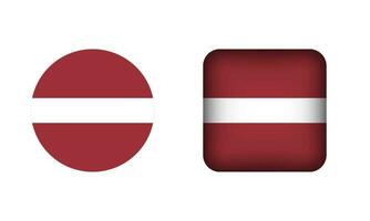 Flat Square and Circle Latvia National Flag Icons vector
