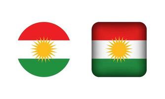 Flat Square and Circle Iraqi Kurdistan Flag Icons vector