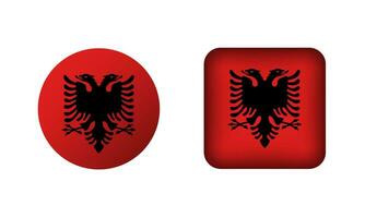 Flat Square and Circle Albania Flag Icons vector