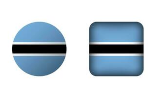 Flat Square and Circle Botswana National Flag Icons vector