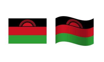 rectángulo y ola malawi bandera ilustración vector