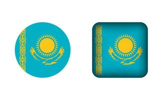 Flat Square and Circle Kazakhstan Flag Icons vector