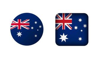 plano cuadrado y circulo Australia bandera íconos vector