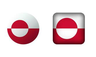 Flat Square and Circle Greenland Flag Icons vector