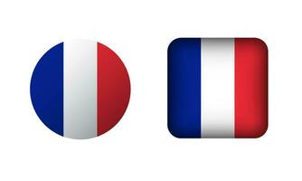 Flat Square and Circle France Flag Icons vector