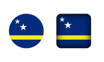 plano cuadrado y circulo curacao bandera íconos vector