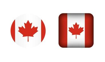 Flat Square and Circle Canada Flag Icons vector