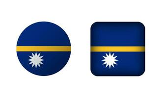 Flat Square and Circle Nauru Flag Icons vector