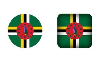 Flat Square and Circle Dominica Flag Icons vector