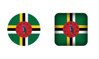 plano cuadrado y circulo dominica bandera íconos vector