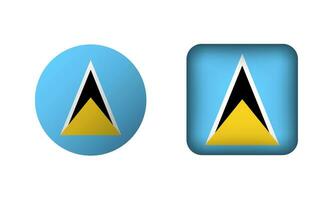 Flat Square and Circle Saint Lucia Flag Icons vector