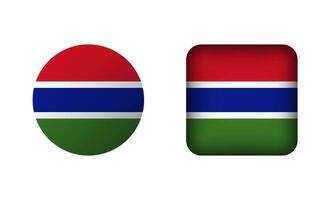 Flat Square and Circle the Gambia Flag Icons vector