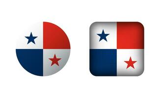 Flat Square and Circle Panama National Flag Icons vector