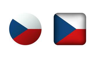 Flat Square and Circle Czech Republic National Flag Icons vector