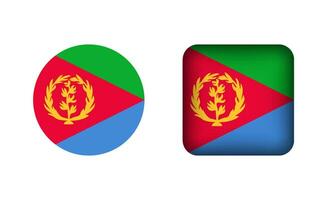 Flat Square and Circle Eritrea National Flag Icons vector