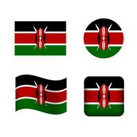 Vector Kenya National Flag Icons Set