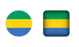 Flat Square and Circle Gabon National Flag Icons vector