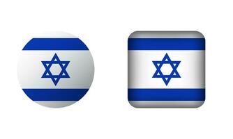 Flat Square and Circle Israel National Flag Icons vector