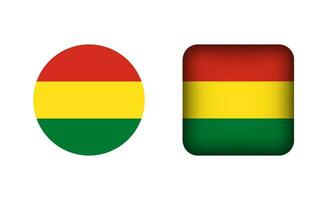 Flat Square and Circle Bolivia National Flag Icons vector