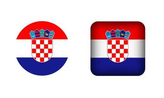 Flat Square and Circle Croatia Flag Icons vector