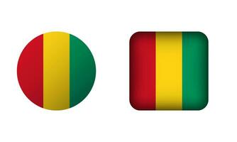 Flat Square and Circle Guinea Flag Icons vector