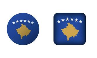 Flat Square and Circle Kosovo Flag Icons vector