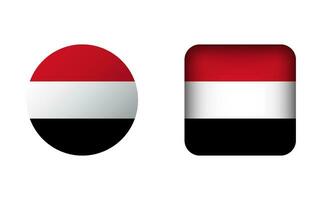 Flat Square and Circle Yemen Flag Icons vector