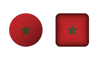 Flat Square and Circle Morocco National Flag Icons vector