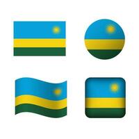 vector Ruanda nacional bandera íconos conjunto