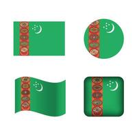 vector Turkmenistán nacional bandera íconos conjunto