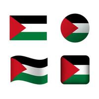 Vector Palestine National Flag Icons Set