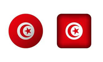 Flat Square and Circle Tunisia Flag Icons vector