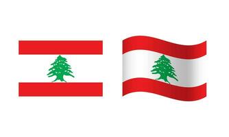 Rectangle and Wave Lebanon Flag Illustration vector